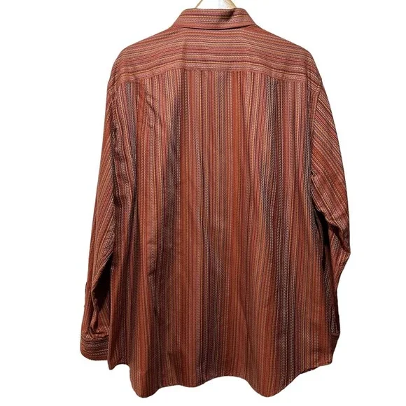 New Maus Hoffman Woven Sport Shirt Red Gold Blended Strip Long Sleeve XXL $325